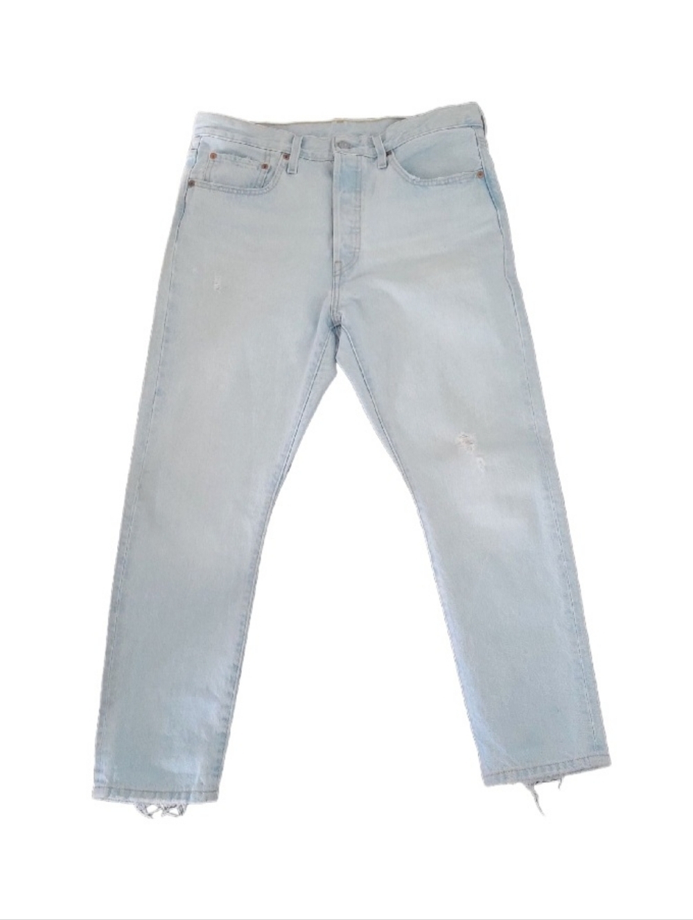 LEVI'S 501 S Filiforme Skinny Jeans Size 32 Womens Light Wash Raw Hem
